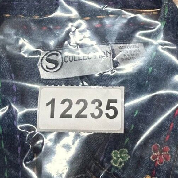 S Collection Jacket Womens Large Blue Denim Southwestern Embroidered Boho Y2K - Picture 12 of 12